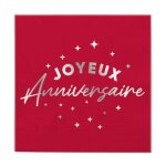 24 serviettes papier anniversaire 33cm rouge