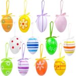 24 ?ufs de p�ques color�s aviski - d�corations suspendues, peints � la main