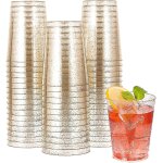 25 pices gobelets en plastique transparent, gobelets en plastique a paillettes dores de 360 ml gobelets ...