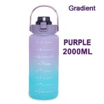 2l - gradient violet - bouteille d'eau de motivation et dehors en plastique avec paille, marqueur de ...