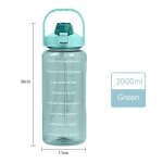 2l - vert transparent - bouteille d'eau de motivation et dehors en plastique avec paille, marqueur de ...
