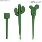 3 / 6pcs cactus fourchettes a fruits partie salade pique gteau collation btons enfants vaisselle pics ...