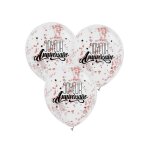 3 ballons latex bio confettis anniversaire or rose
