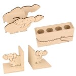 3 d�corations chambre enfant en bois - el�phant / crocodile