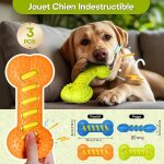 3 pi�ce jouet pour chien, indestructible & kong & naturel os a macher, grincer jouet interactif, nettoyage ...