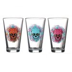 3 verres a eau ou cocktail calavera t�te de mort mexicaine 32 cl
