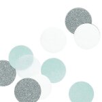 30 confettis argent et bleu menthe