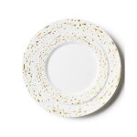 32 assiettes r�utilisables p�pites or fond blanc