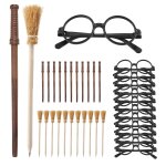 36 pices crayon balai de sorcire et baguettes crayons et lunettes avec cadre rond sans lentilles, ...
