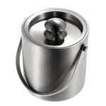 3l seau a glace bicouche glaon inox isolation froid ustensiles vin avec couvercle et poigne