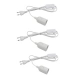 3pcs e27 douille ampoule a interrupteur avec c�ble en plastique base de lampe eu blanche (sans ampoule) ...