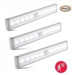 3pcs lampe de placard - mercase - d�tecteur de mouvement - 10 led - blan