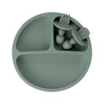 3pcs olive - assiette sectionnelle en silicone pour enfants, vaisselle a ventouse, cuillre'alimentation, ...