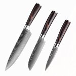 3pcs set2 - santoku couteau de chef en acier inoxydable 5cr15, outils de cuisine, couteau a pain, couperet ... 3pcs set2 - santoku couteau de chef en acier inoxydable 5cr15, outils de cuisine, couteau a pain, couperet ...