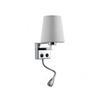 Appliquer 3w 4000k + 1xe27 paulo chrome / abat - jour blanc 285lm 37x14x17cm double on Appliquer 3w 4000k + 1xe27 paulo chrome / abat - jour blanc 285lm 37x14x17cm double on