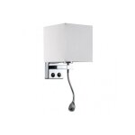 Appliquer 3w 4000k + 1xe27 stephen chrome / abat - jour blanc 285lm 38x17x20cm double on