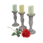 3x bougeoir t361, chandelier, style shabby, vintage, hauteur 24cm gris