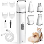 4 en 1 tondeuse chien chats, usb tondeuse animaux silencieuses avec 4 ttes de multifonctions pour les ...