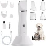 4 en 1 tondeuse chien set, silencieuse tondeuses etanchit ipx7 pour chien eu chat, sans fil fondeuse ...