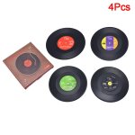 4 / 6pcs r�tro vinyle sous - verres boissons table tasse tapis cd dossier filature tapis d�coration de ...