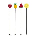 4 agitateurs cocktail fantaisie fruit 18. 5cm