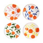 4 assiettes a motifs orange 22 cm orange twig - &klevering