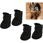 (s) lot de 4 bottes en silicone pour chiots (noires), chaussures impermables pour animaux, chaussures ...