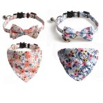 4 colliers pour animaux de compagnie, colliers pour chats avec cloches noeud papillon amovible bandana, ...