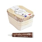 4 moules bois rectangle + 8 caissettes de cuisson + 1 stylo chocolat offert