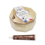4 moules indivuels en bois ronds + 8 caissettes de cuisson + 1 stylo chocolat offert