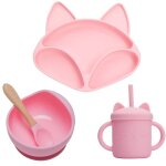 4 pices - bol d'alimentation pour bb, sans bpa, assiette a dner, en silicone de qualit alimentaire, ...