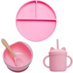 4 pices - bol d'alimentation pour bb, sans bpa, assiette a dner, en silicone de qualit alimentaire, ...