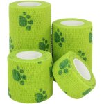 4 rolls of elastic non - woven pet self - adhesive bandages (green), first aid bandage for dogs, cats, ...