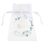 4 sachets tissu organdi bapteme feuillage 7. 5x10cm