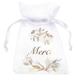 4 sachets tissu organdi feuillage naturel 7. 5x10cm