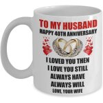 40 ans 40e anniversaire de mariage cadeau de mariage pour lui hommes mari de femme bagues d'amour romantiques ...