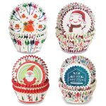 400 pi�ces emballages de cupcake de no�l, doublures de cupcake du p�re no�l, tasses de cupcake de bonhomme ...