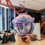 400ml - violet - bouteille d'eau portable kawaii pour enfants, tasse a paille beignet, sangle hi, verres, ...