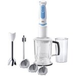 4191 - mq5260whbl mixeur plongeant 1000 w avec verre doseur, avec blender, fonction turbo blanc - bleu ...