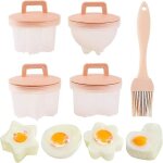 4pcs oeufs pochs bouclier oeufs, sans bpa, bouilloire a oeufs, coquetier, pocheuse a oeufs avec pinceau ...