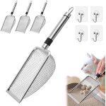 4pcs pelle a liti�re pour chat avec poign�e en m�tal nettoyant, pelle a litiere chat, multifonctionnel ...