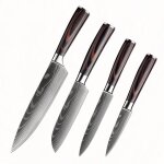4pcs set2 - santoku couteau de chef en acier inoxydable 5cr15, outils de cuisine, couteau a pain, couperet ... 4pcs set2 - santoku couteau de chef en acier inoxydable 5cr15, outils de cuisine, couteau a pain, couperet ...