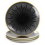 Intirilife 4x assiettes en porcelaine en ray - noir blanc avec diamtre 20. 5 cm - assiette pour petit ...