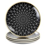 Intirilife 4x assiettes en porcelaine en connect - noir blanc avec diamtre 20. 5 cm - assiette pour ...