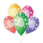 5 ballons bio chiffre 8 33cm pastel multicolore