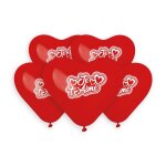 5 ballons bio coeur je t'aime 25cm rouge