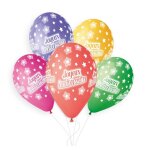 5 ballons bio joyeux anniversaire 33cm multicolore