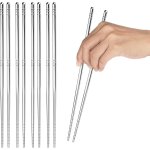 5 paires de baguettes en acier inoxydable 22 cm