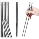 5 paires de baguettes en acier inoxydable 24 cm