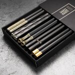 5 paires de baguettes de cuisine antidérapantes, ensemble de baguettes de cuisine réutilisables noires ... 5 paires de baguettes de cuisine antidérapantes, ensemble de baguettes de cuisine réutilisables noires ...